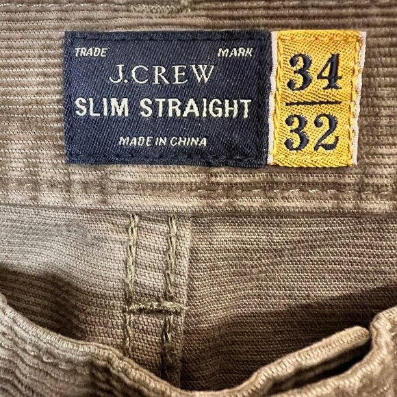 J. Crew Size 34x32 Men Tan Corduroy Slim Straight Preppy Office Work Chino Pants - Picture 2 of 8